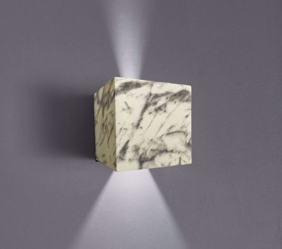 Applique cubo led 13w 3000k effetto marmo bianco ip65 fasci luce orientabili