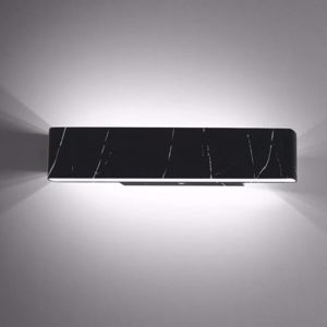 Applique moderna led 4000k 12w alluminio effetto marmo nero luce biemissione