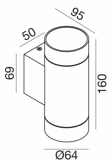 Applique per esterno biemissione cilindro marrone ip54