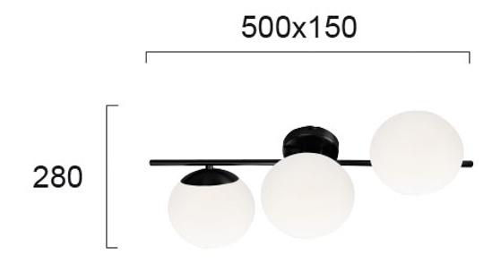Plafoniera moderna nera sfere vetro bianche design per interni