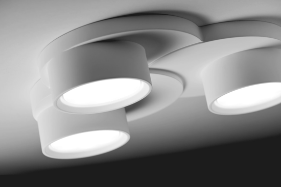 Plafoniera gesso bianca luminosa moderna 3 luci pitturabile