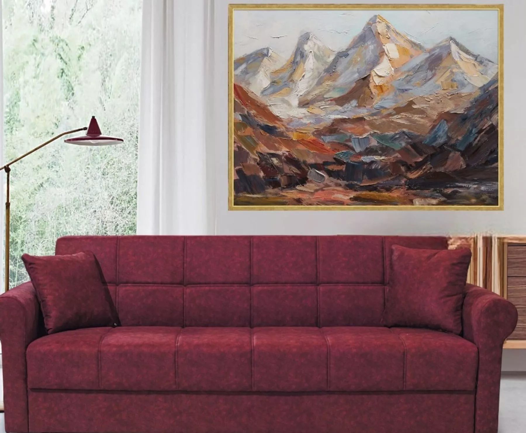 Dipinto su tela decorativo in legno raffigurazione montagna - Arrediorg