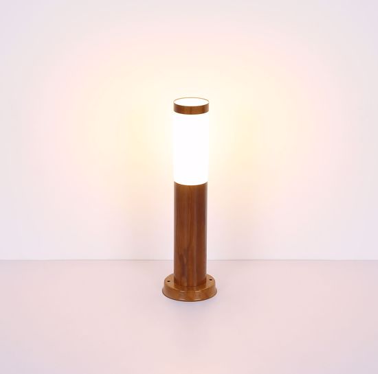 Lampione da giardino marrone effetto legno ip44 acciaio inox