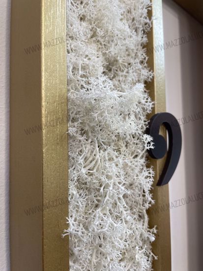 Orologio da parete 60x60 oro con lichene bianco stabilizzato design contemporaneo