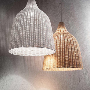 Lampadario da cucina in vimini bianco cavo estendibile