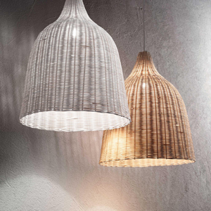 Lampadario da cucina moderna campana in vimini