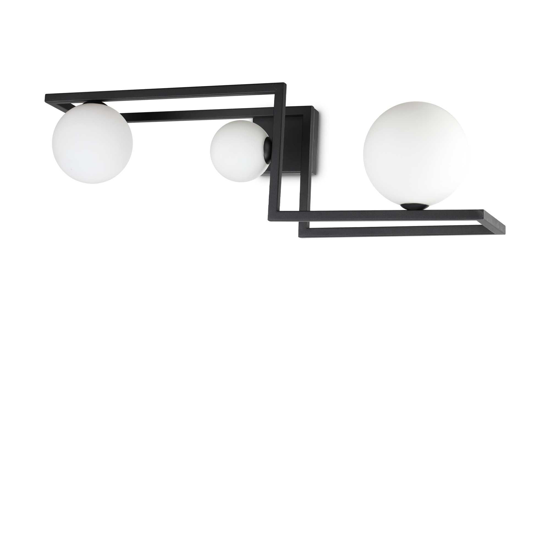 Angolo pl3 ideal lux plafoniera design angolo moderno nero sfere vetro da interni