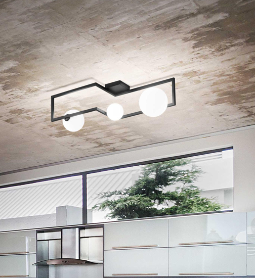 Angolo pl3 ideal lux plafoniera design angolo moderno nero sfere vetro da interni
