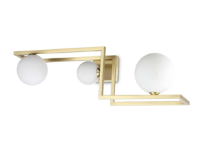Ideal lux angolo pl3 plafoniera design moderna angolare ottone sfere vetro bianco