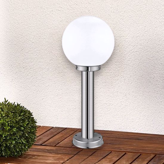 Mazzola luce lampione paletto basso da giardino acciaio inox ip44 boccia di vetro