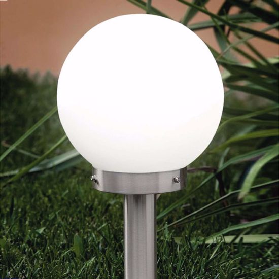 Mazzola luce lampione paletto basso da giardino acciaio inox ip44 boccia di vetro
