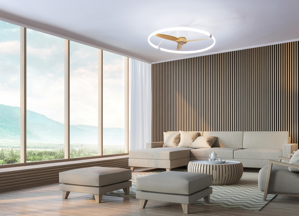 Ventilatore silenzioso da soffitto con luce bianco grandi stanze &gt;20mq bianco pale legno alexa