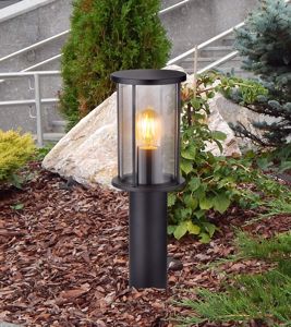 Paletto da esterno per giardini 45cm nero vetro fume ip54