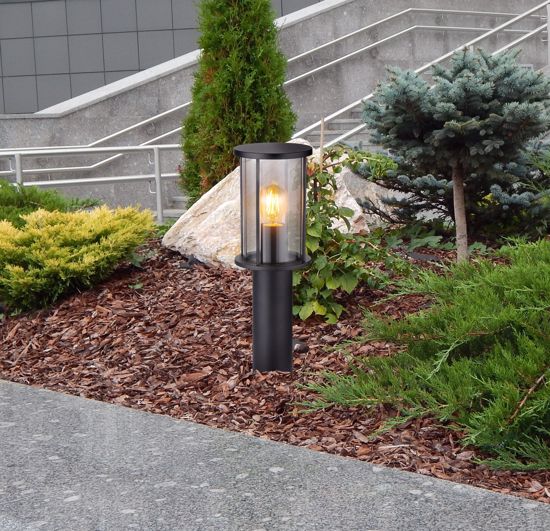 Paletto da esterno per giardini 45cm nero vetro fume ip54