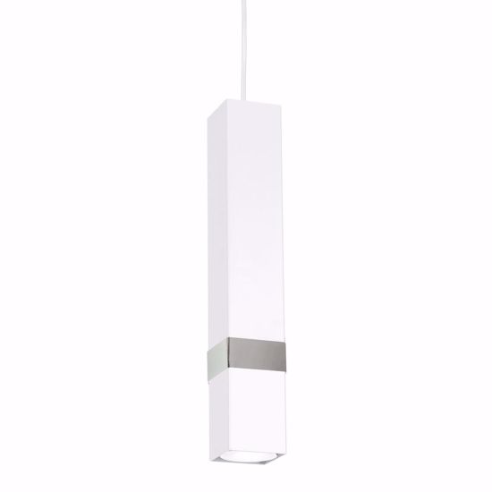 Lampada pendente quadrata bianco cromo per isola cucina