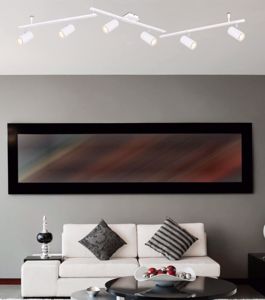Plafoniera binario bianco con faretti orientabili 6 luci gu10 per soggiorno