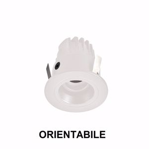 Faretto orientabile bianco da incasso 3w 3000k ottica 15 220v cri&gt;90