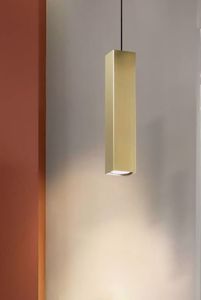 Sky sp1 lampada sospensione quadrata per bancone oro ottone satinato ideal lux