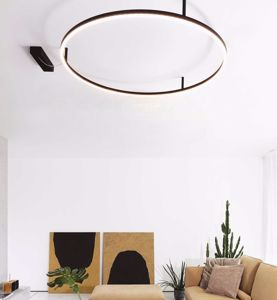 Ideal lux oracle slim pl d070 round plafoniera led 3000k cerchio nero 70cm per soggiorno moderno