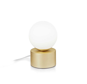 Abat-jour da comodino ideal lux perlage tl1 metallo ottone vetro bianco