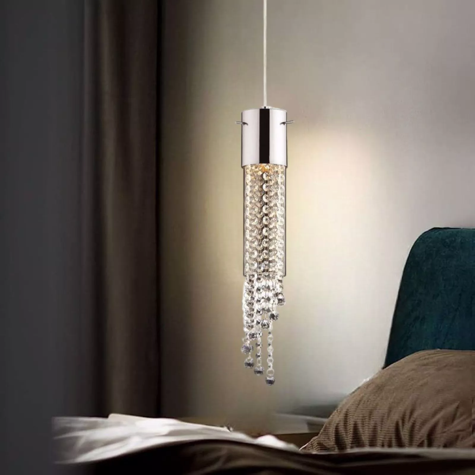 Gocce sp1 ideal lux lampadario da comodino camera da letto cristalli -  089669