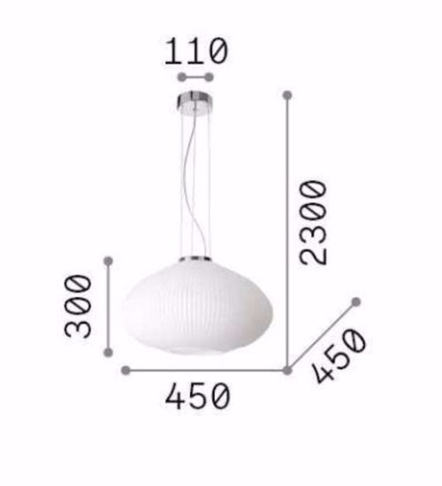 Plisse&apos; sp1 d45 ideal lux lampadario vetro decorato dettaglio ottone cavo estendibile