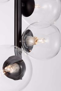 Lampadario verticale a sospensione nero 6 sfere vetro per soggiorno