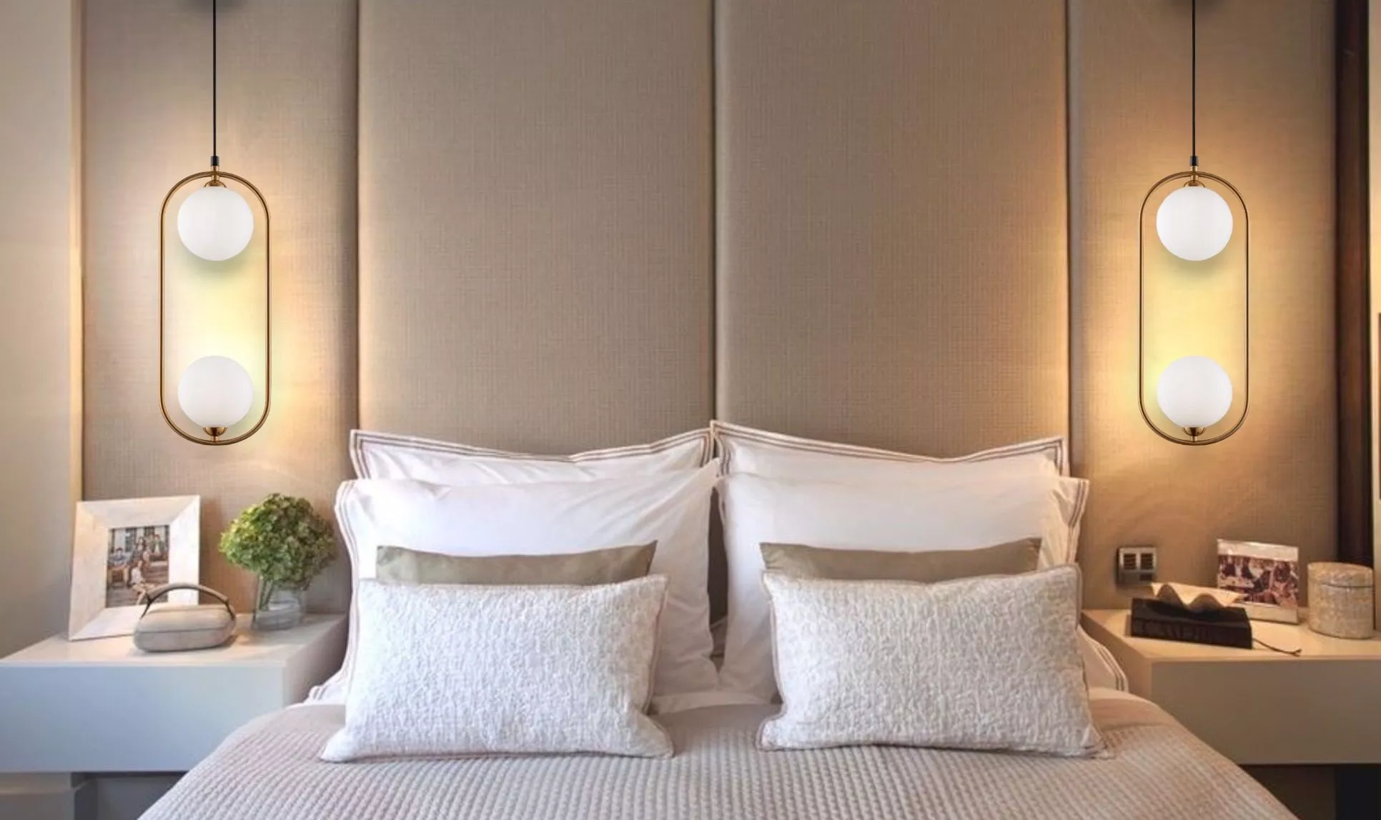 Lampada comodino Sfera bianca moderna di design camera da letto