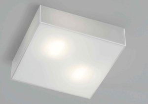 Plafoniera moderna quadrata vetro bianco lucido