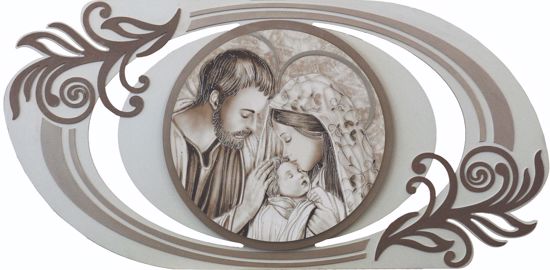 Capoletto sacra famiglia moderna 120x60 quadro capezzale legno decorato