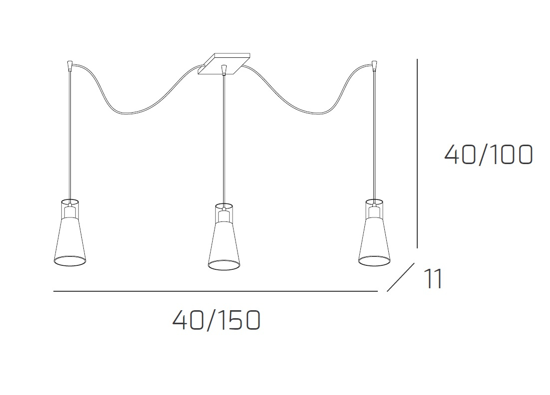 Toplight cone lampadario cucina 3 luci con decentramento design moderno