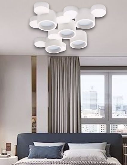 Plafoniera design moderna per soggiorno gesso bianca 5 luci chio sforzin