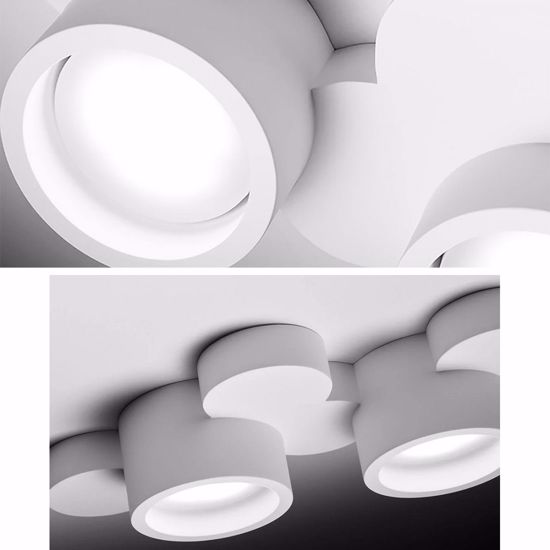 Plafoniera design moderna per soggiorno gesso bianca 5 luci chio sforzin