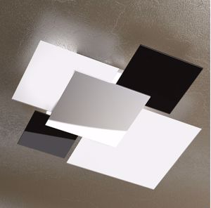 Plafoniera top light shadow cromo moderna vetri bianco nero promozione ultimo pezzo
