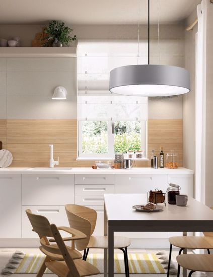 Lampadario rotondo grigio 50cm per cucina moderna