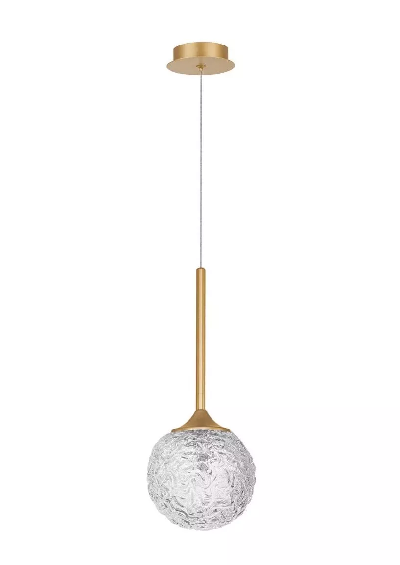 Lampadario pendente per comodino camera da letto metallo oro sfera vetro -  5F9E