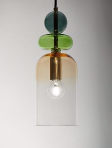 Lampadario pendente per comodino camera da letto metallo oro sfera vetro -  5F9E