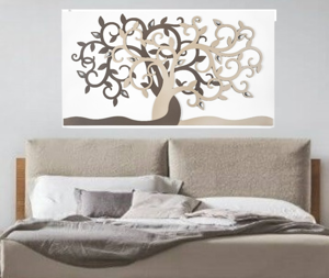 Quadro 110x60 moderno albero della vita bianco antracite nocciola