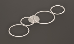Plafoniera led 37w 3000k dimmerabile moderna design cerchi bianca
