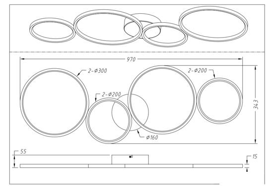 Plafoniera led 37w 3000k dimmerabile  cerchi bianca