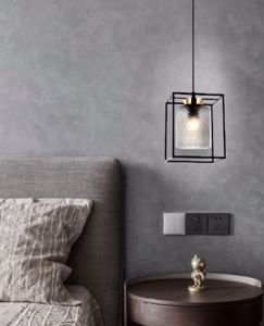 Lampadario per comodino camera da letto stile minimalista metallo nero