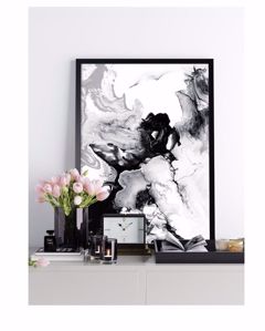 Quadro soggiorno astratto moderno verticale 53x73 bianco e nero canvas