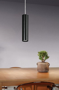 Lampadario pendente cilindro nero per isola cucina moderna