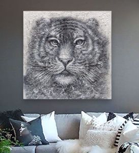 Quadro su tela dipinto 120x120 tigre decorato per soggiorno moderno