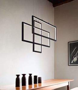 Frame ideal lux lampadario per tavolo soggiorno rettangoli led 93w 3000k nero