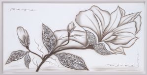 Quadro fiore di loto bianco moderno per soggiorno dipinto cornice 137x70