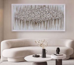 Quadro astratto pensieri di amore per soggiorno 137x70 decorato cornice bianca