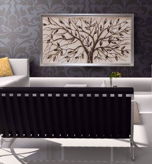 Quadro albero della prosperit&agrave; dipinto cornice argento 137x70 per salotto