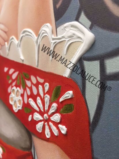 Quadro donna elegante 122x72 dipinto su tela cornice bianca per soggiorno