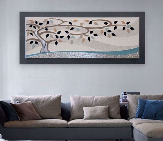 Quadro albero della vita 155x65 dipinto per soggiorno moderno